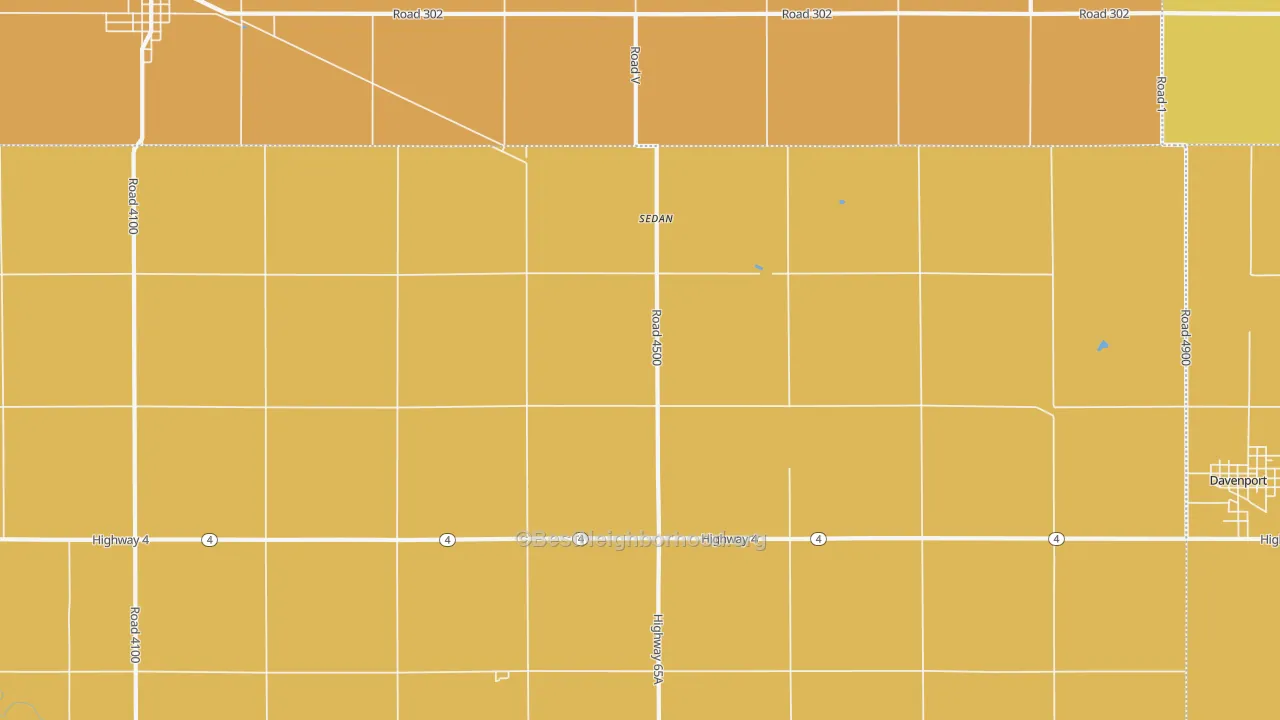 Map of the best neighborhoods in the Sedan area, with better matches in green and worse matches in red