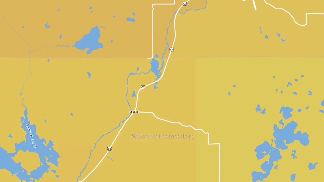 Map of the best neighborhoods in the Seeleys area, with better matches in green and worse matches in red