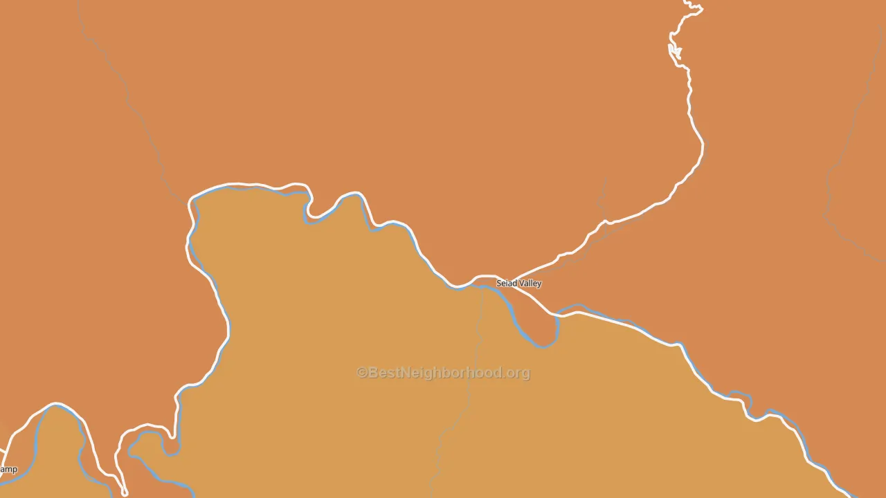 Map of the best neighborhoods in the Seiad Valley area, with better matches in green and worse matches in red