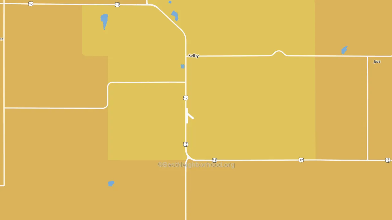 Map of the best neighborhoods in the Selby area, with better matches in green and worse matches in red