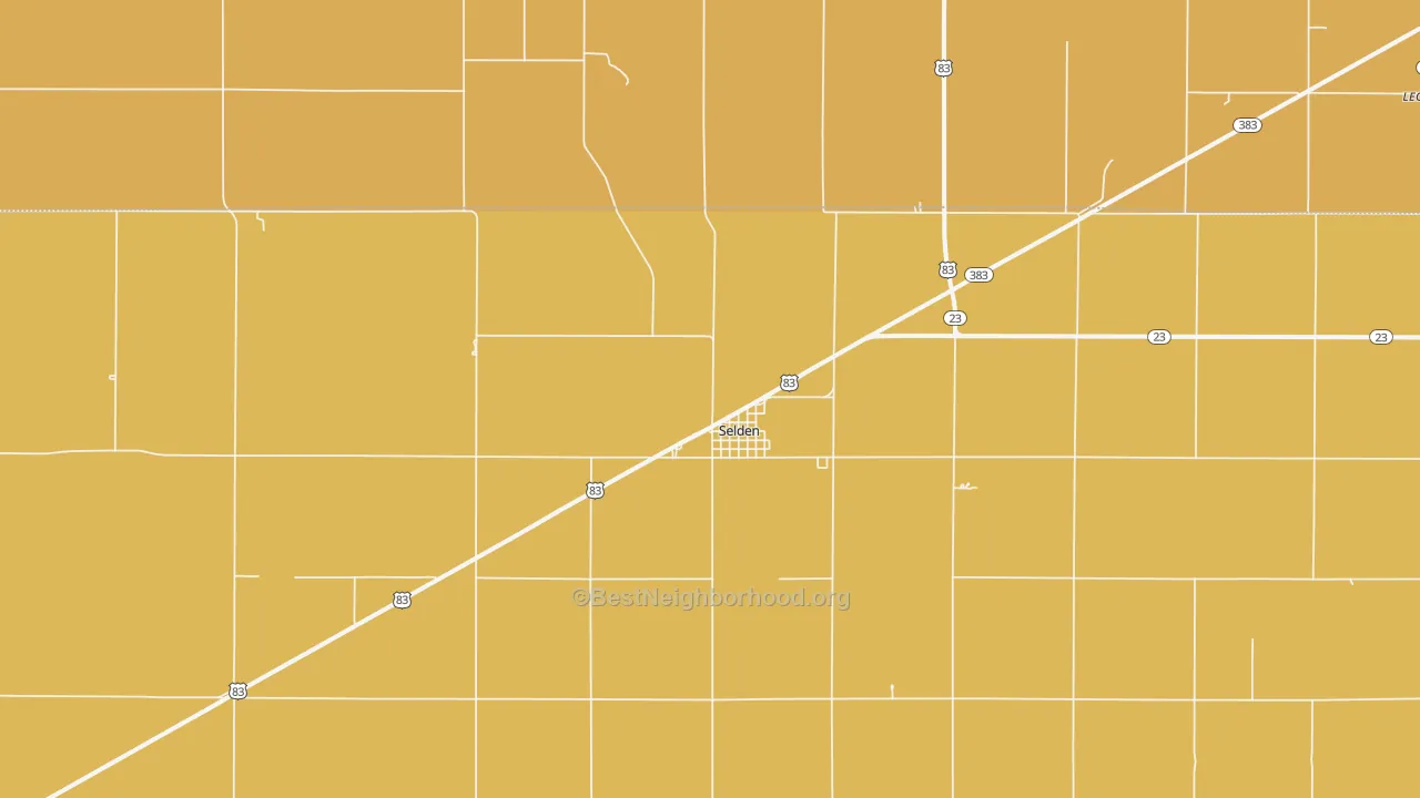 Map of the best neighborhoods in the Selden area, with better matches in green and worse matches in red