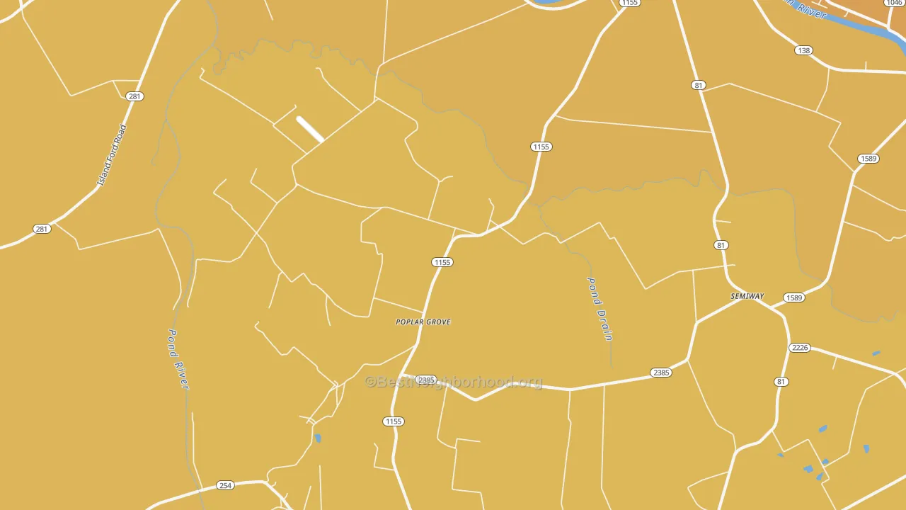 Map of the best neighborhoods in the Semiway area, with better matches in green and worse matches in red