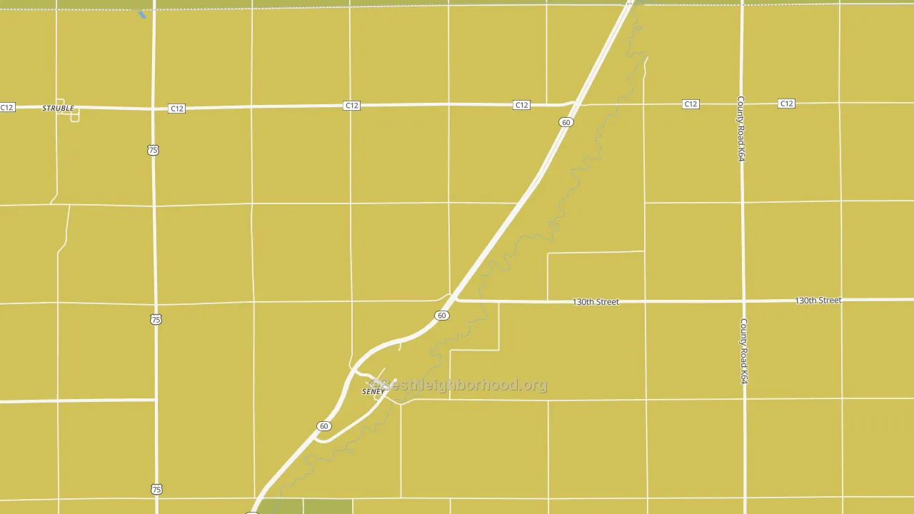Map of the best neighborhoods in the Seney area, with better matches in green and worse matches in red