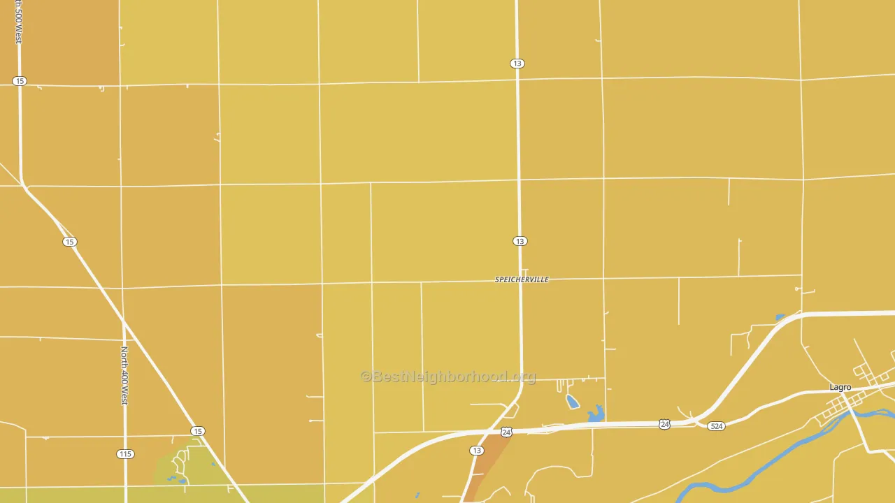 Map of the best neighborhoods in the Servia area, with better matches in green and worse matches in red