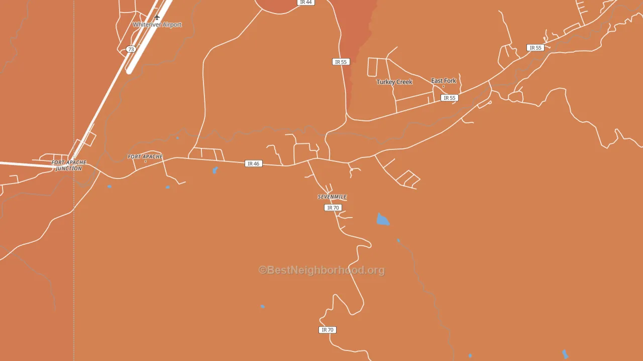 Map of the best neighborhoods in the Seven Mile area, with better matches in green and worse matches in red