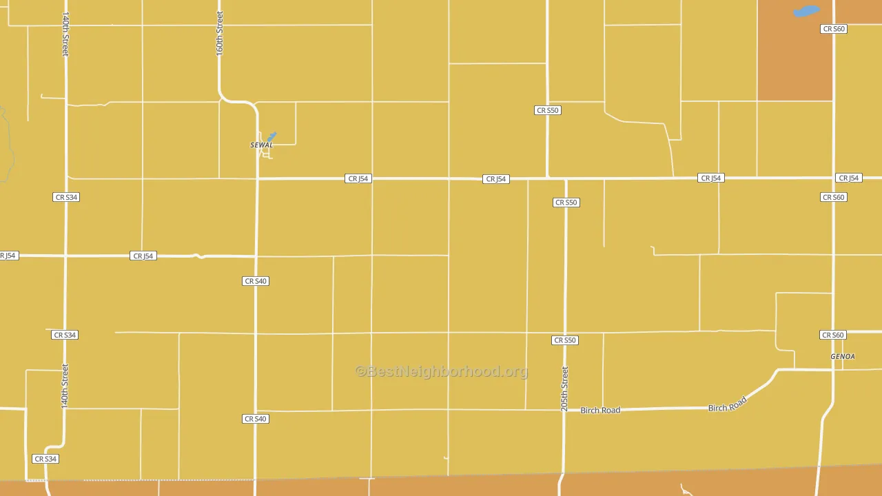Map of the best neighborhoods in the Sewal area, with better matches in green and worse matches in red