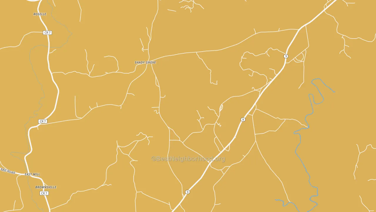 Map of the best neighborhoods in the Shady Grove area, with better matches in green and worse matches in red