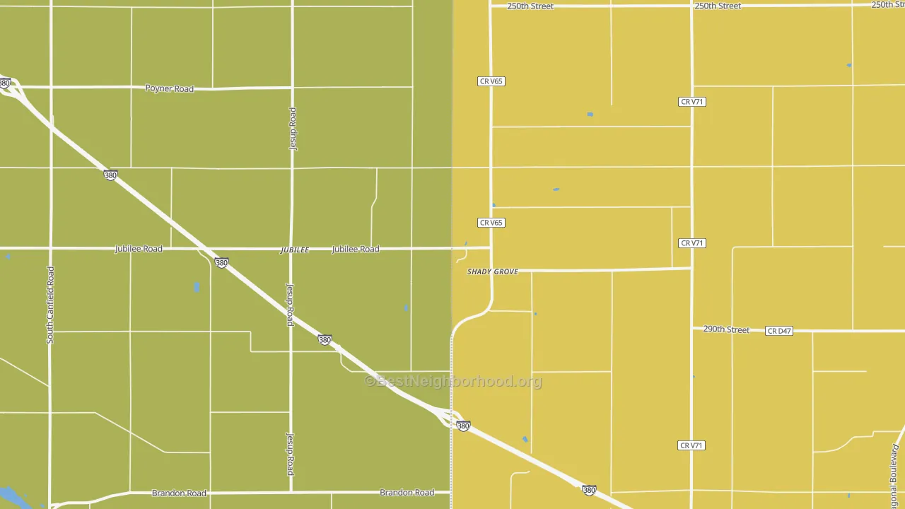 Map of the best neighborhoods in the Shady Grove area, with better matches in green and worse matches in red