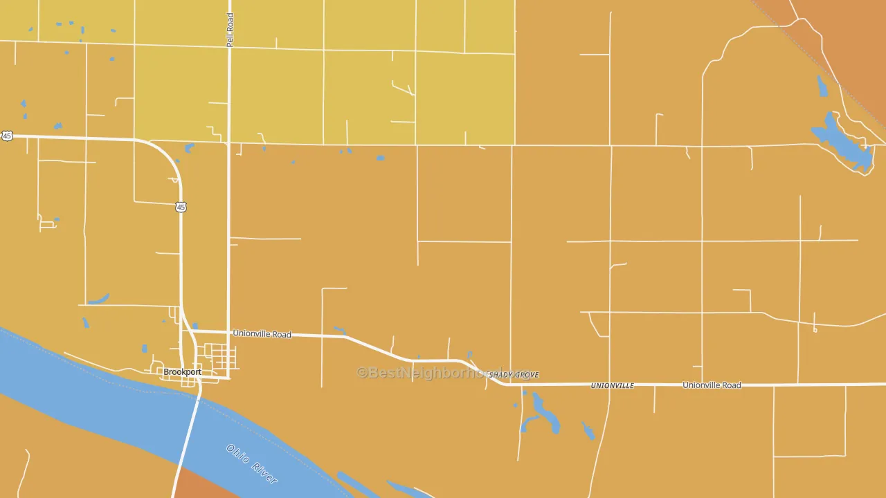 Map of the best neighborhoods in the Shady Grove area, with better matches in green and worse matches in red