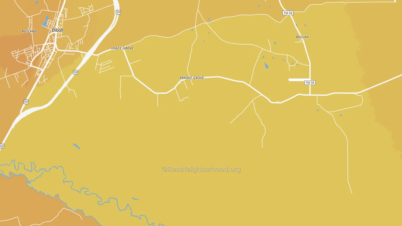 Map of the best neighborhoods in the Shady Grove area, with better matches in green and worse matches in red