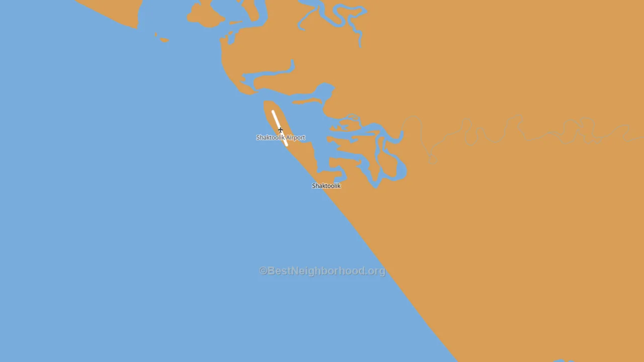 Map of the best neighborhoods in the Shaktoolik area, with better matches in green and worse matches in red