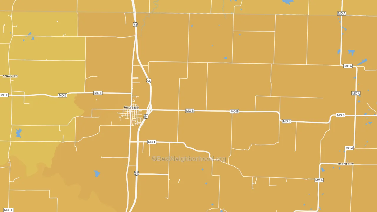 Map of the best neighborhoods in the Shamrock area, with better matches in green and worse matches in red