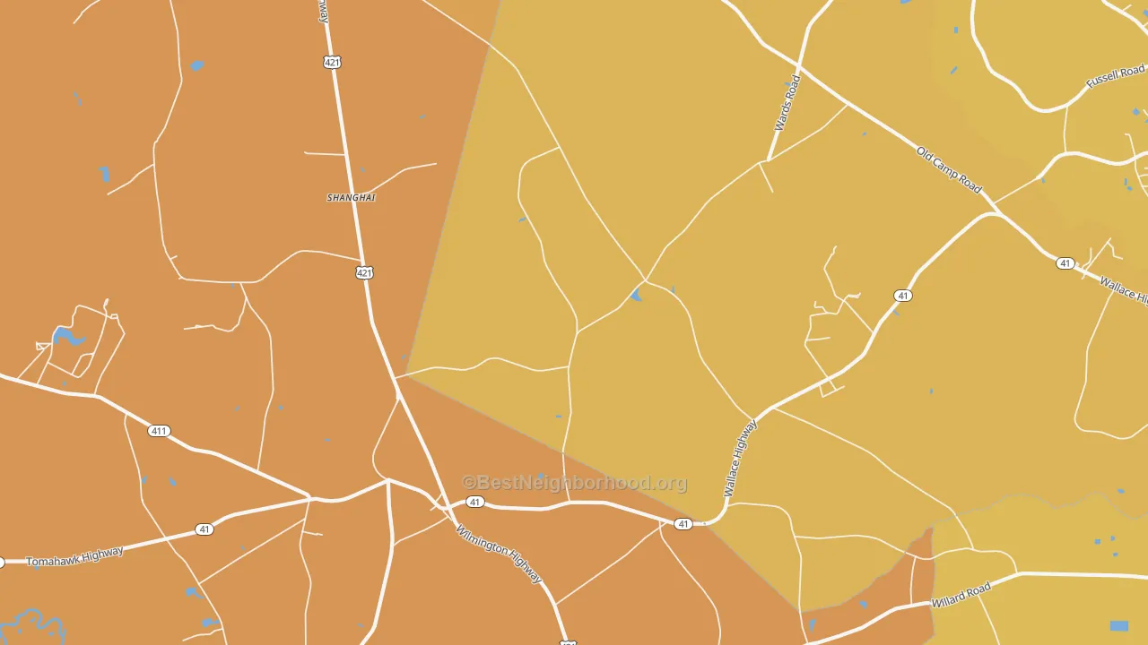 Map of the best neighborhoods in the Shanghai area, with better matches in green and worse matches in red