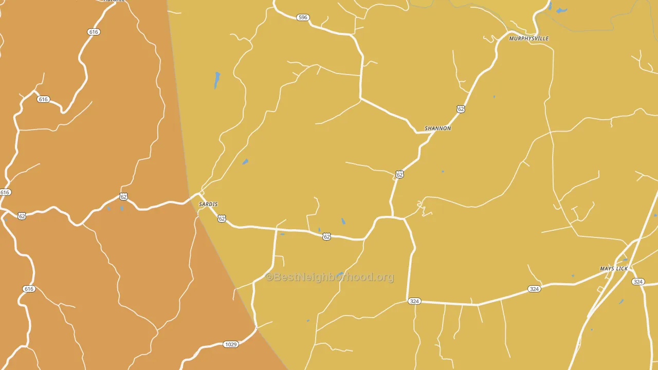 Map of the best neighborhoods in the Shannon area, with better matches in green and worse matches in red