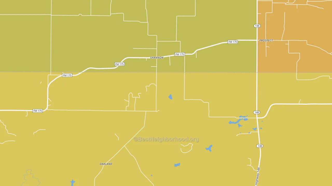 Map of the best neighborhoods in the Shannon area, with better matches in green and worse matches in red