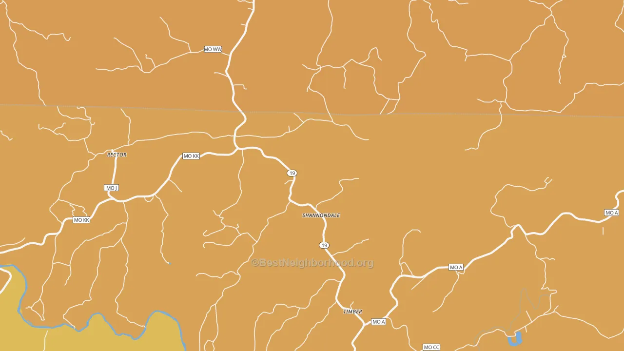 Map of the best neighborhoods in the Shannondale area, with better matches in green and worse matches in red