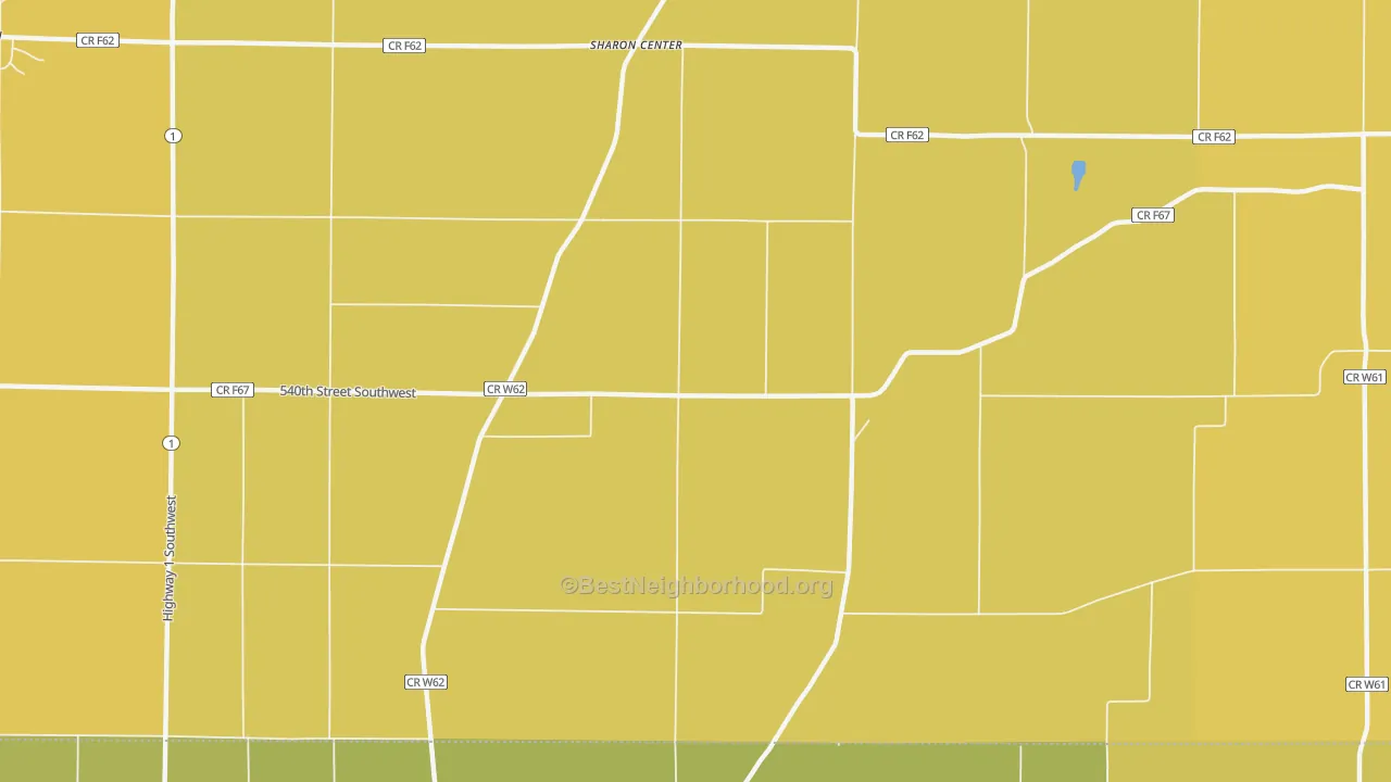 Map of the best neighborhoods in the Sharon Center area, with better matches in green and worse matches in red