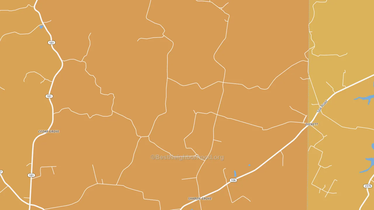 Map of the best neighborhoods in the Sharon Grove area, with better matches in green and worse matches in red