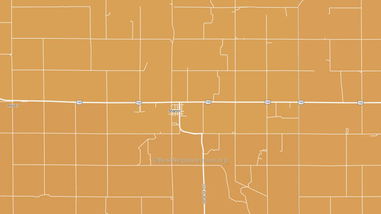 Map of the best neighborhoods in the Sharon area, with better matches in green and worse matches in red