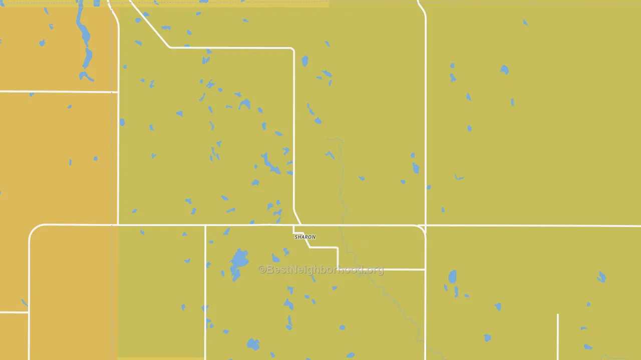 Map of the best neighborhoods in the Sharon area, with better matches in green and worse matches in red