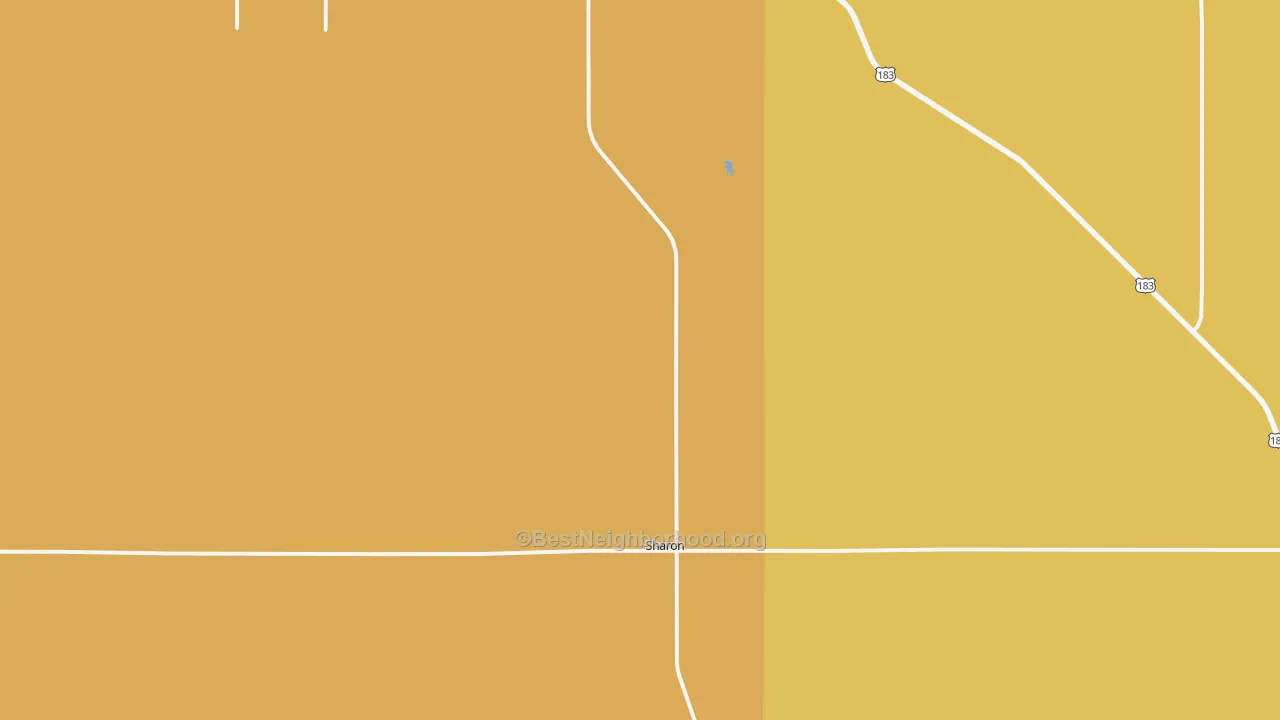 Map of the best neighborhoods in the Sharon area, with better matches in green and worse matches in red