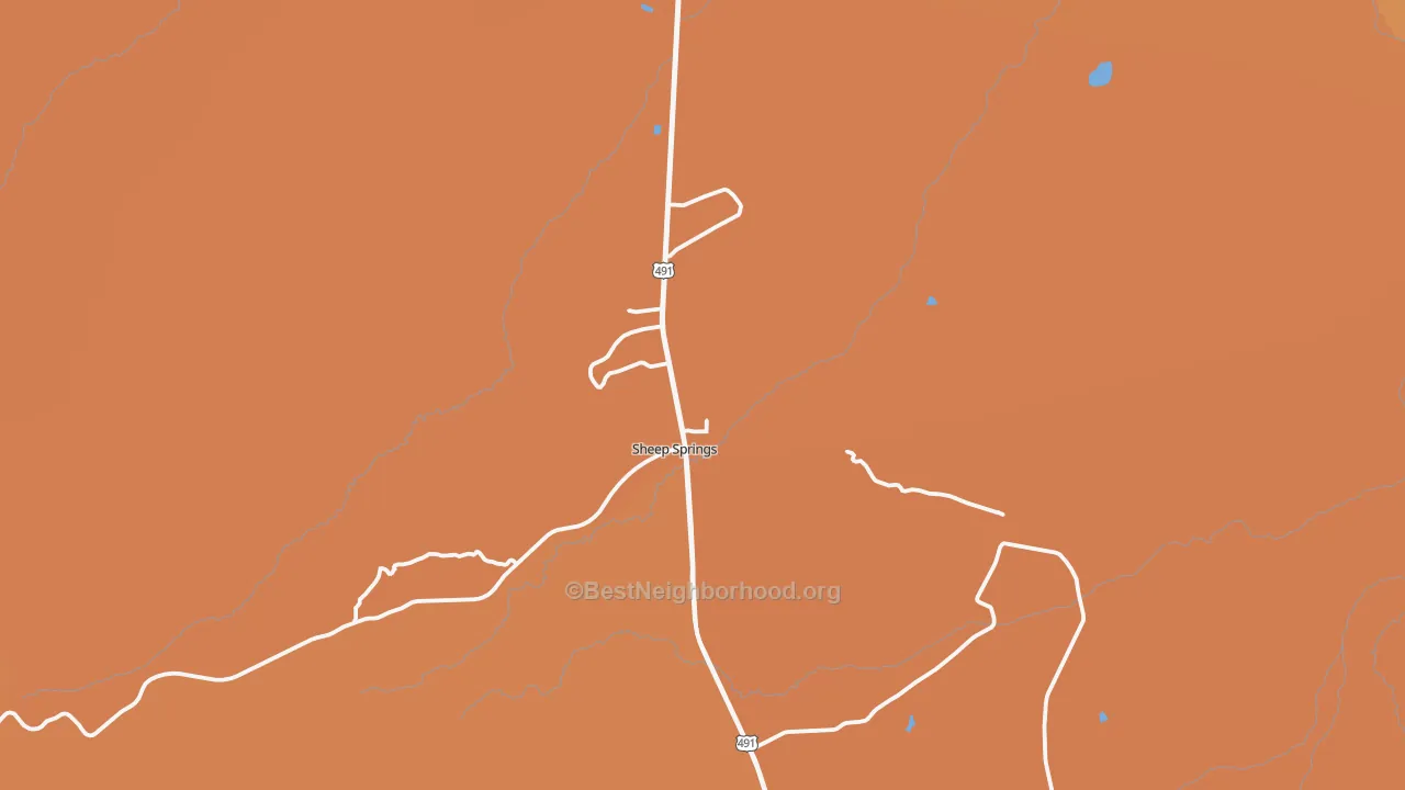 Map of the best neighborhoods in the Sheep Springs area, with better matches in green and worse matches in red