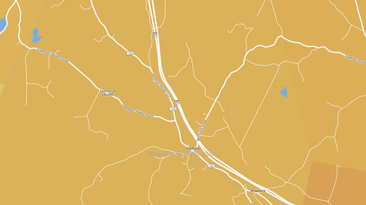 Map of the best neighborhoods in the Sheffield area, with better matches in green and worse matches in red