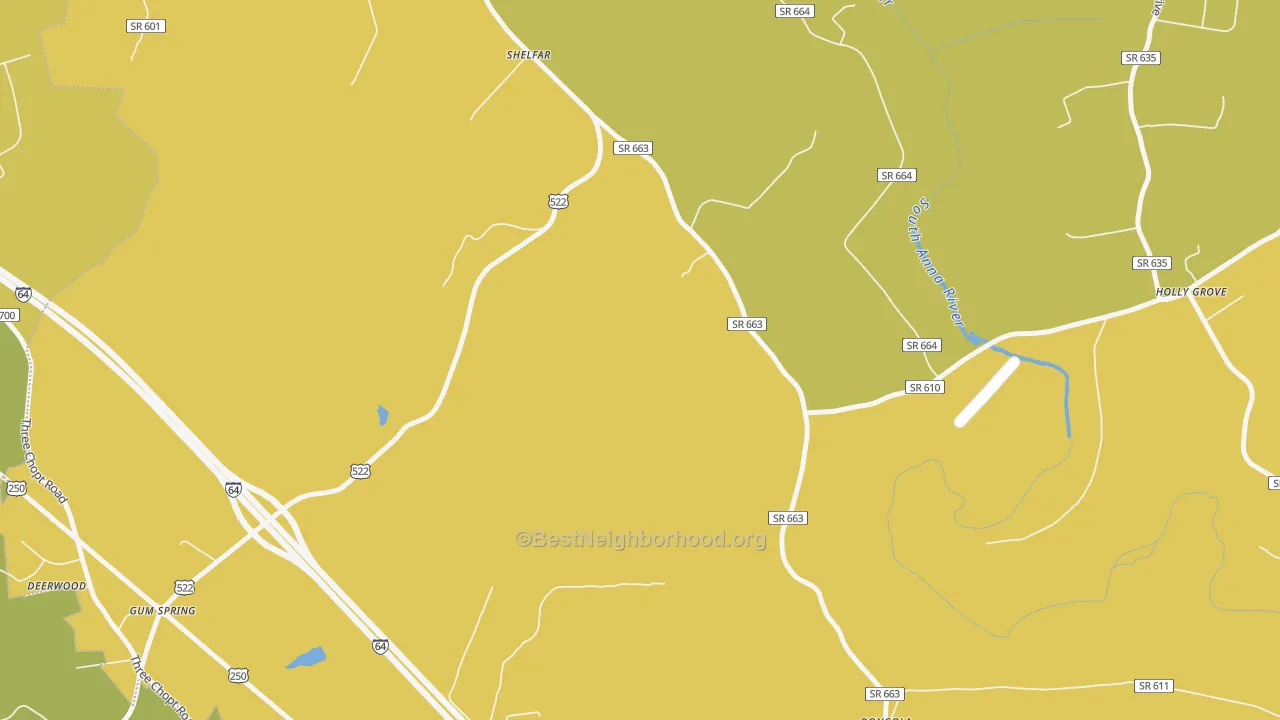Map of the best neighborhoods in the Shelfar area, with better matches in green and worse matches in red