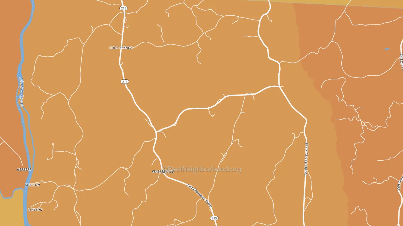 Map of the best neighborhoods in the Shelton area, with better matches in green and worse matches in red