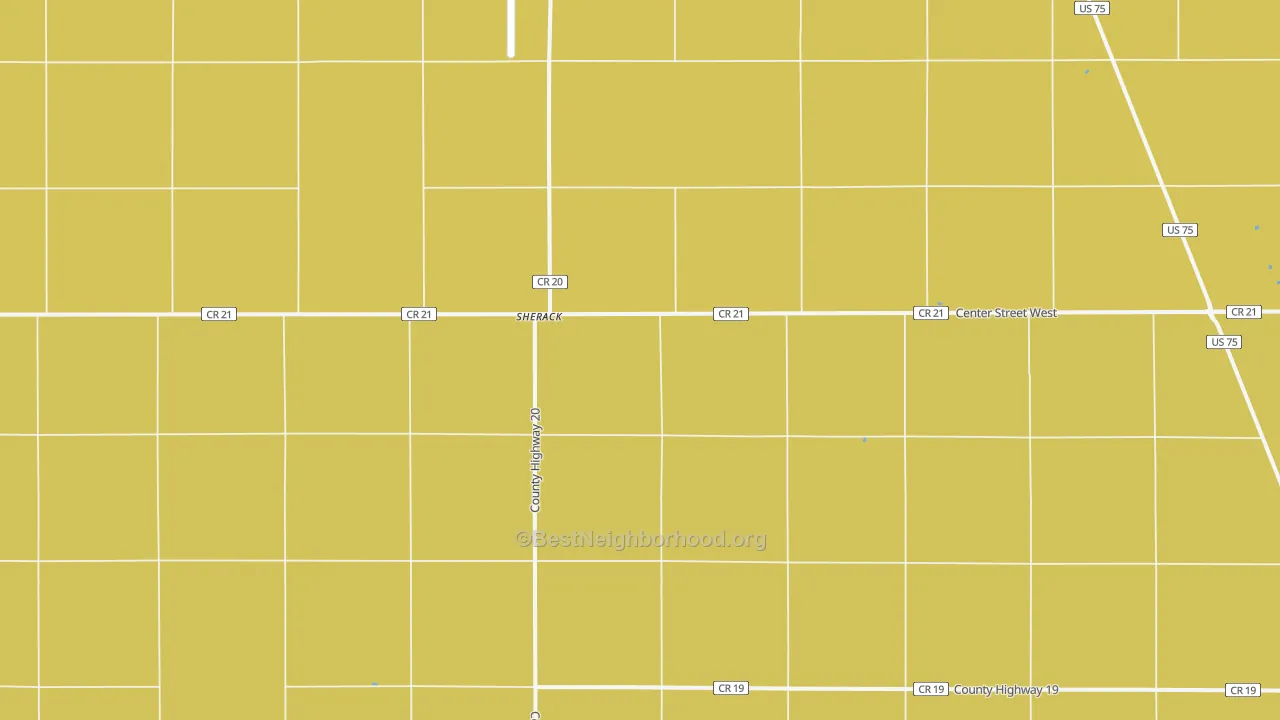 Map of the best neighborhoods in the Sherack area, with better matches in green and worse matches in red