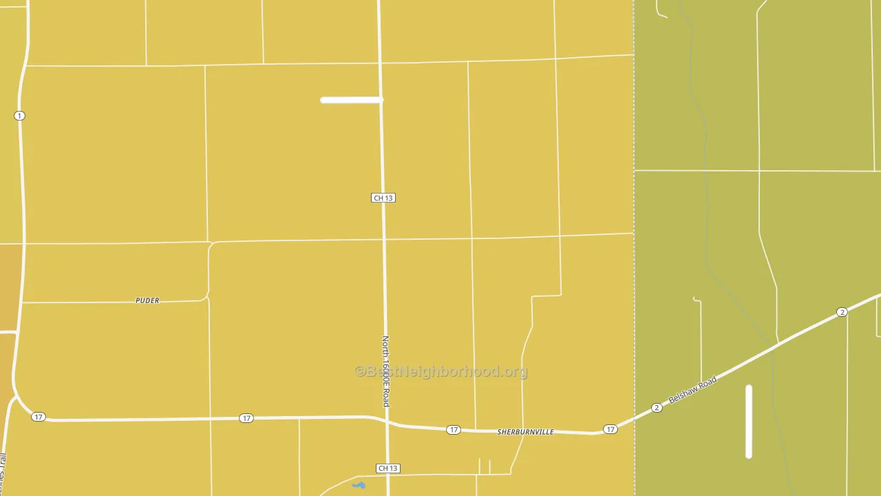 Map of the best neighborhoods in the Sherburnville area, with better matches in green and worse matches in red