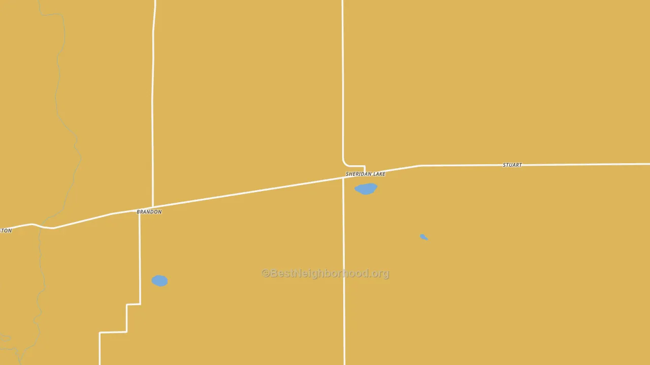 Map of the best neighborhoods in the Sheridan Lake area, with better matches in green and worse matches in red