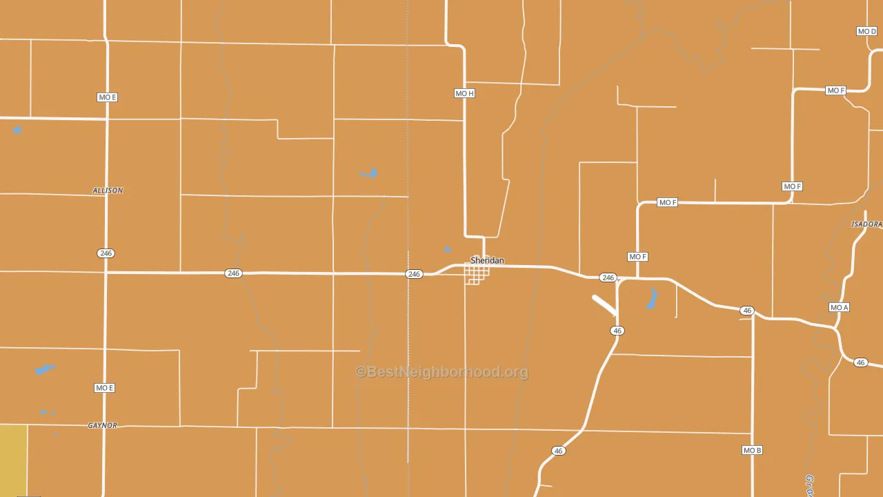 Map of the best neighborhoods in the Sheridan area, with better matches in green and worse matches in red