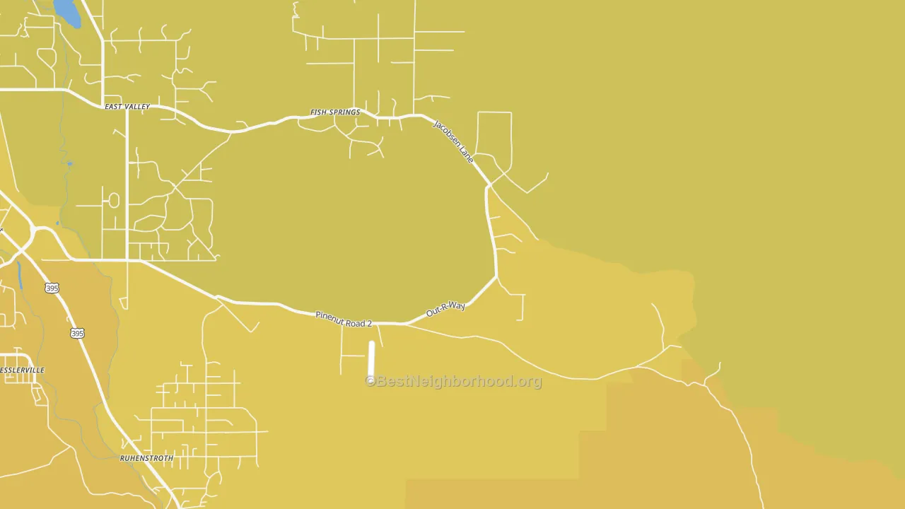 Map of the best neighborhoods in the Sheridan area, with better matches in green and worse matches in red