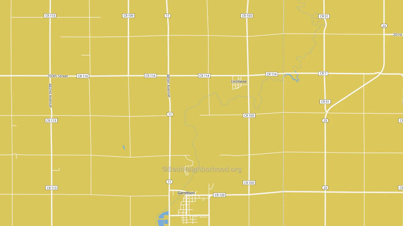 Map of the best neighborhoods in the Sherman area, with better matches in green and worse matches in red