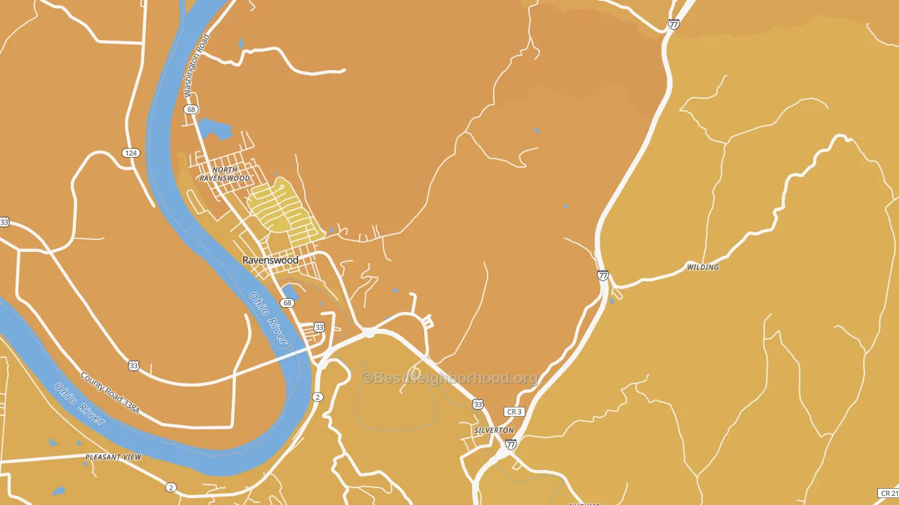 Map of the best neighborhoods in the Sherman area, with better matches in green and worse matches in red