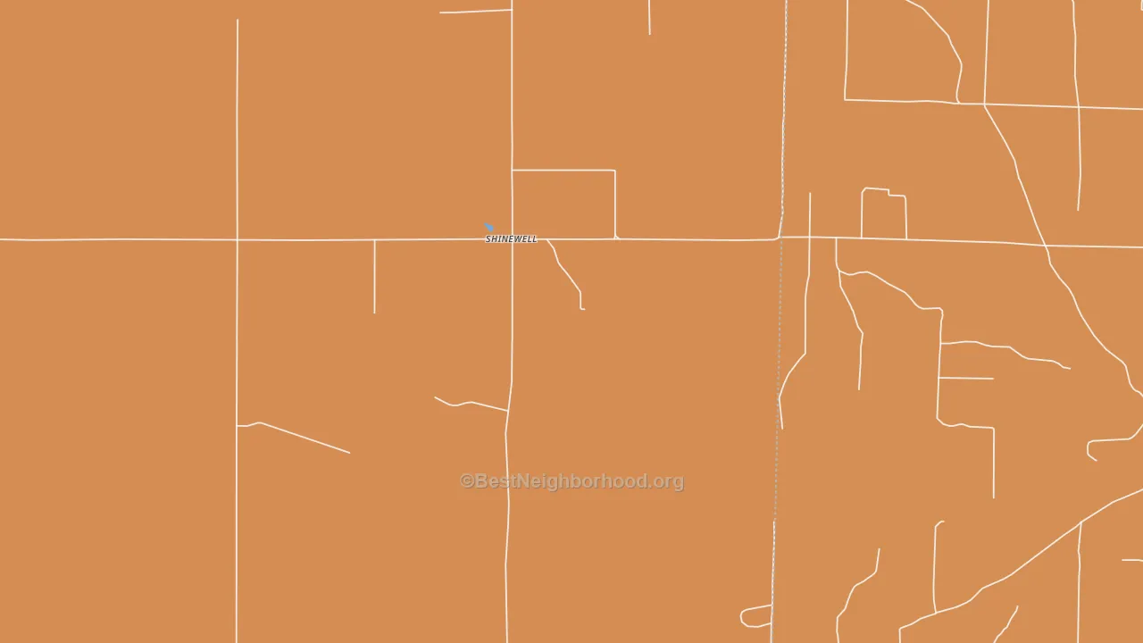 Map of the best neighborhoods in the Shinewell area, with better matches in green and worse matches in red