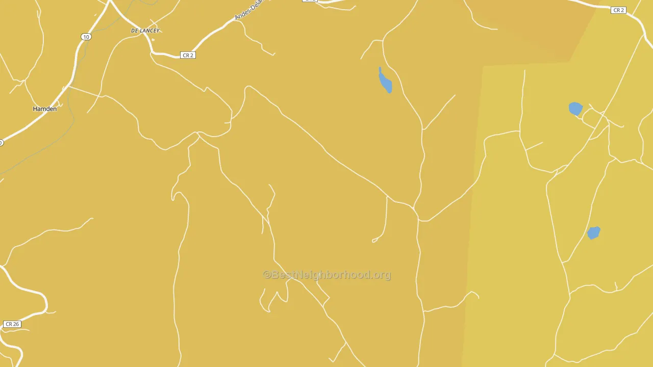 Map of the best neighborhoods in the Shinhopple area, with better matches in green and worse matches in red