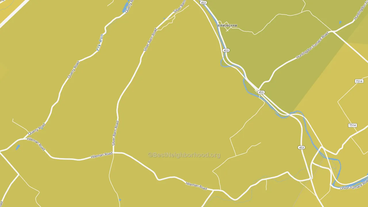Map of the best neighborhoods in the Shoenberger area, with better matches in green and worse matches in red