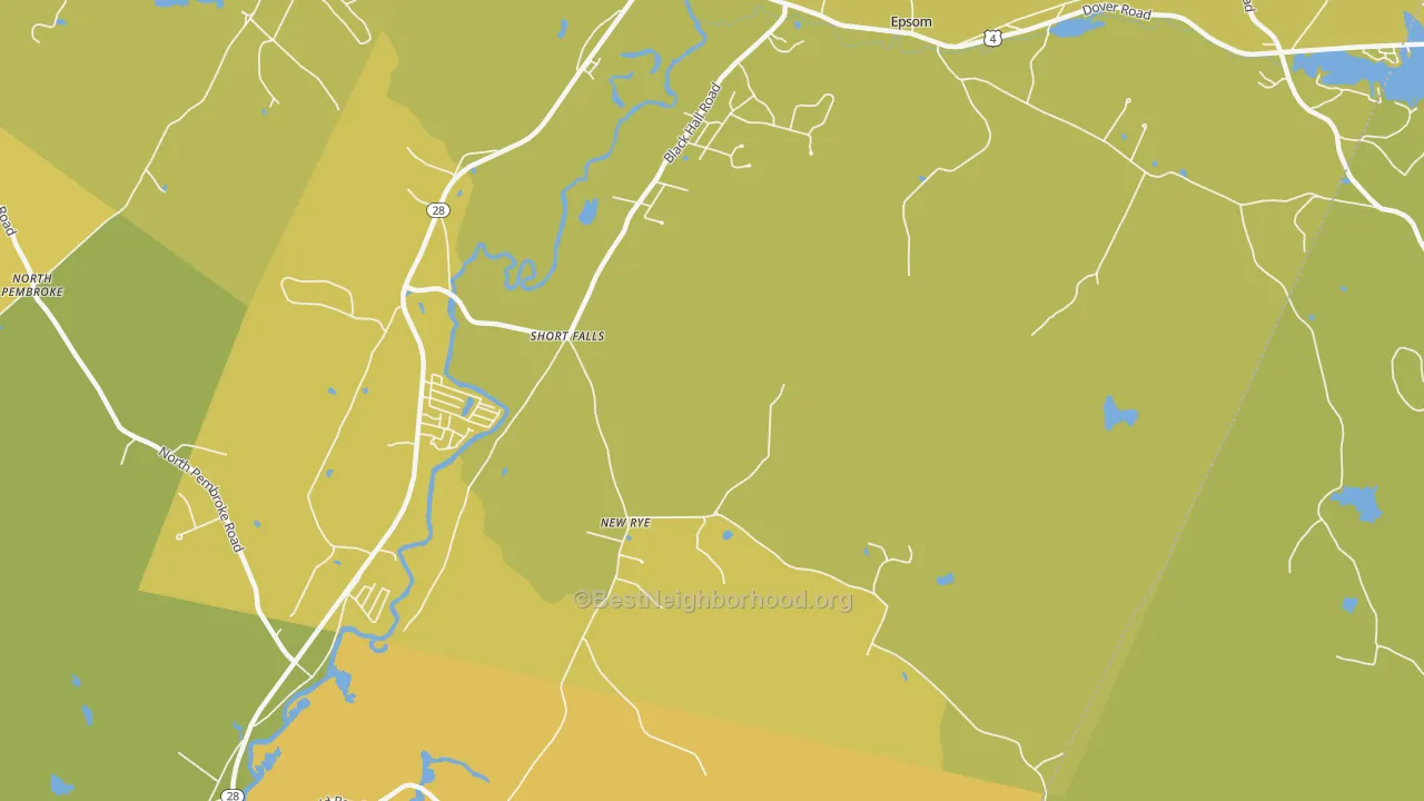 Map of the best neighborhoods in the Short Falls area, with better matches in green and worse matches in red