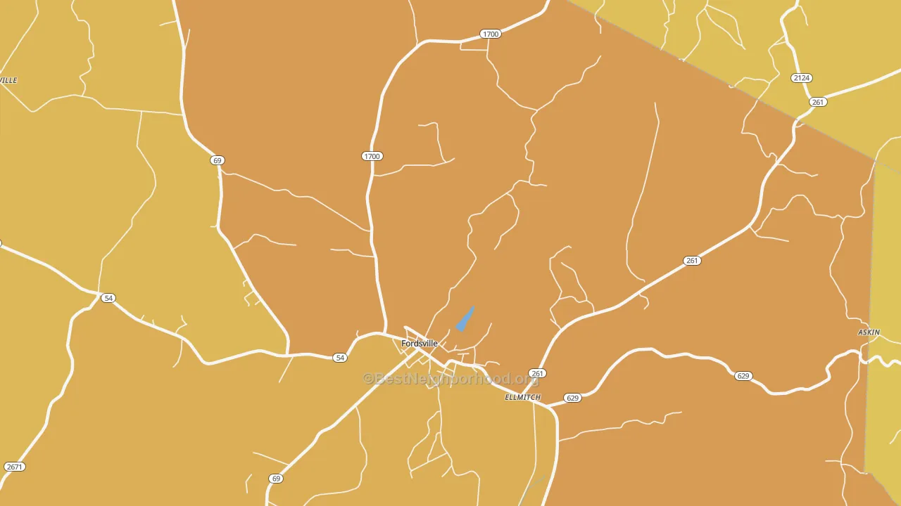 Map of the best neighborhoods in the Shreve area, with better matches in green and worse matches in red