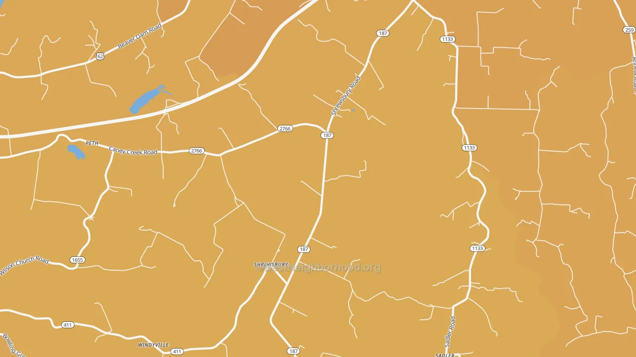 Map of the best neighborhoods in the Shrewsbury area, with better matches in green and worse matches in red
