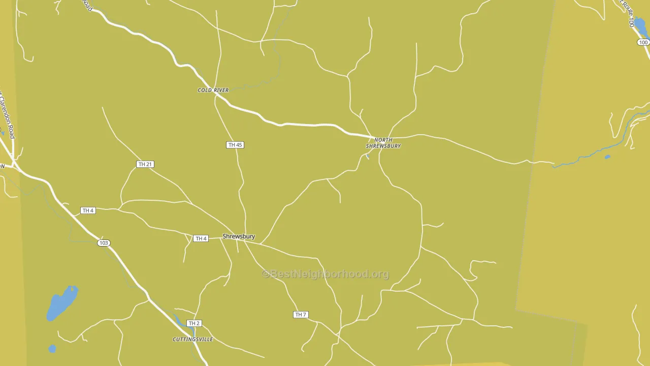 Map of the best neighborhoods in the Shrewsbury area, with better matches in green and worse matches in red