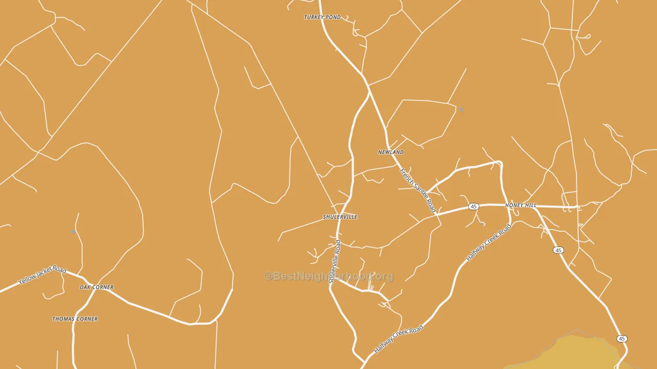 Map of the best neighborhoods in the Shulerville area, with better matches in green and worse matches in red