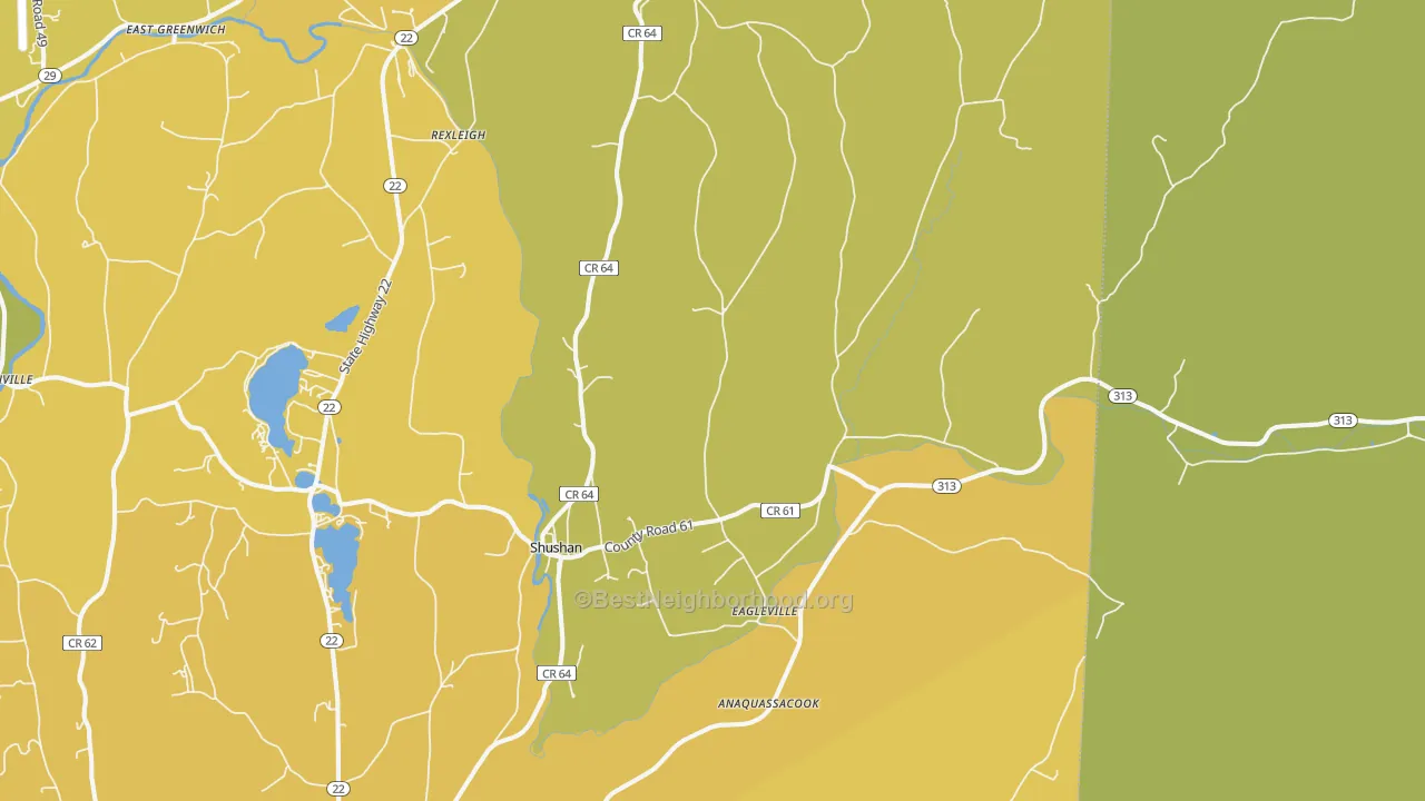 Map of the best neighborhoods in the Shushan area, with better matches in green and worse matches in red