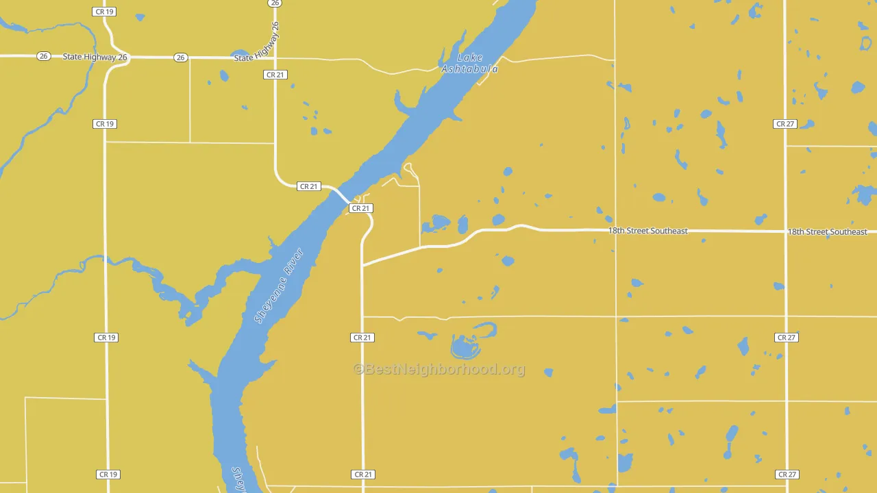 Map of the best neighborhoods in the Sibley area, with better matches in green and worse matches in red