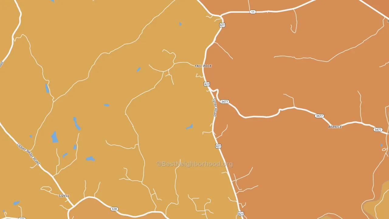 Map of the best neighborhoods in the Sidell area, with better matches in green and worse matches in red