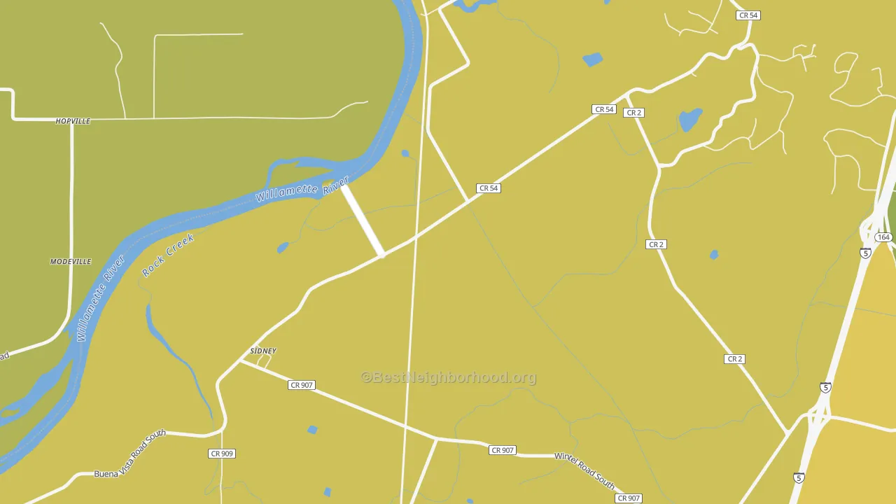 Map of the best neighborhoods in the Sidney area, with better matches in green and worse matches in red
