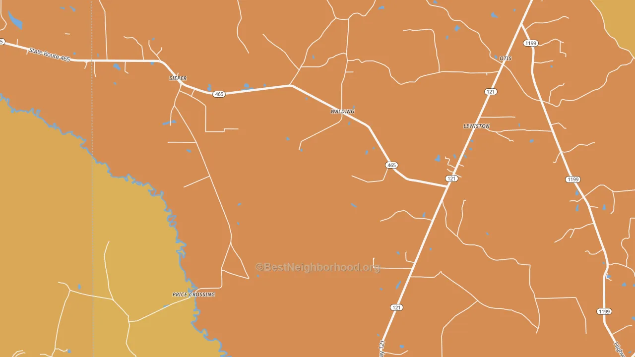 Map of the best neighborhoods in the Sieper area, with better matches in green and worse matches in red