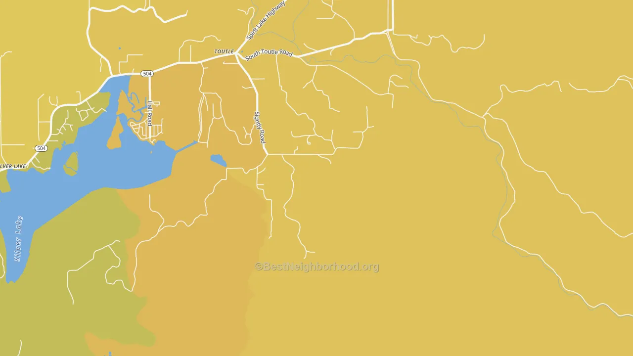 Map of the best neighborhoods in the Sightly area, with better matches in green and worse matches in red